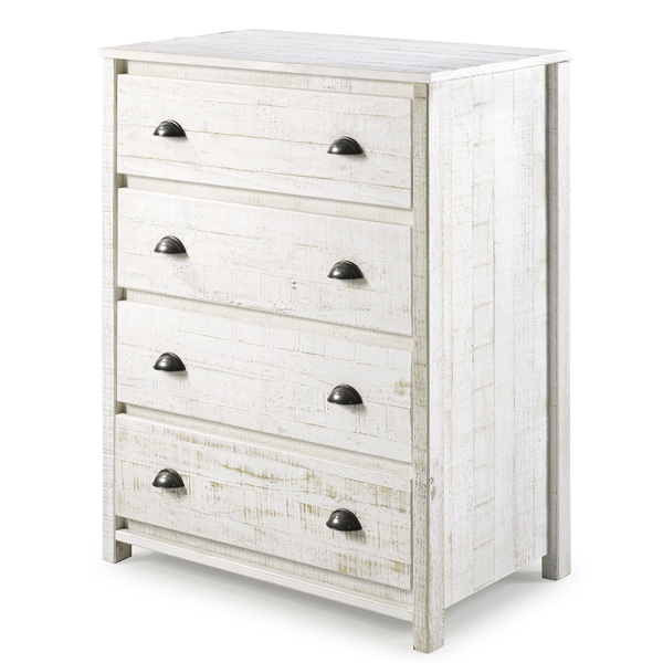 Alaterre Furniture Rustic 4-Drawer Wood Chest of Drawers, Rustic White AJRU02RW